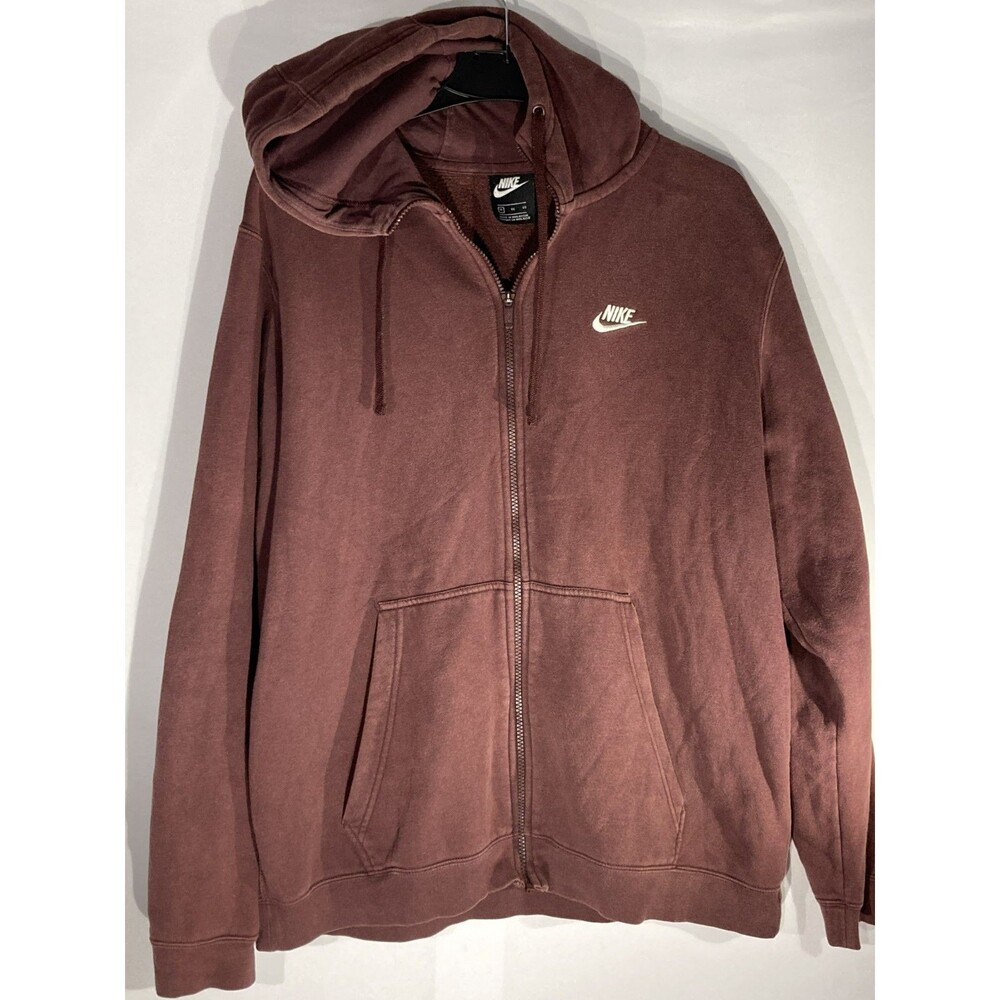 Nike Club Fleece Full Zip Hoodie Womens XL Earthy Mauve Burgundy Sweatshirt